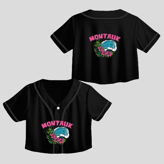 Montauk New York Summer Nyc Tropical Montaukett Crop Top Baseball Jerseys