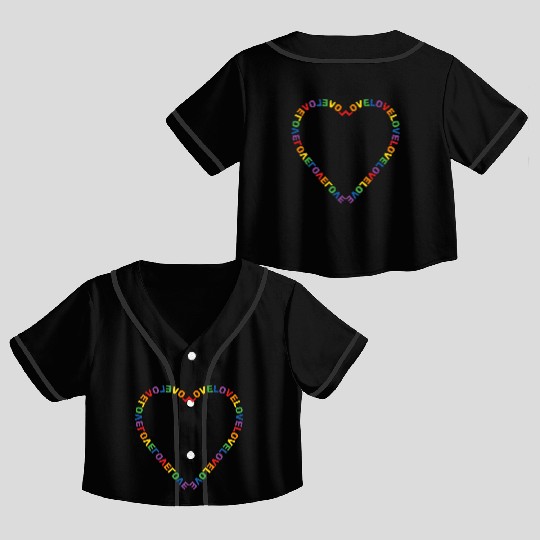 Love Heart LGBTQ+ Community Crop Top Baseball Jerseys