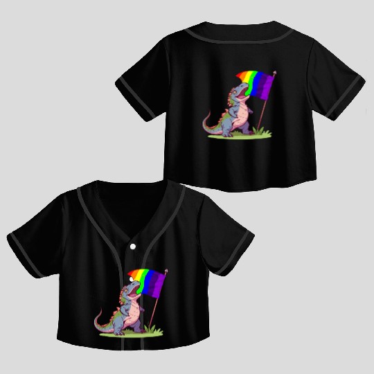 Funny Dinosaur LGBT Community Pride Lesbian Gay Crop Top Baseball Jerseys