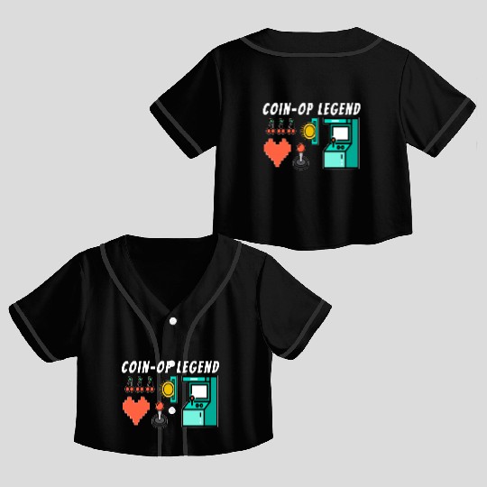 Coin Op Legend Arcade Gaming 80s Retro Gamer Crop Top Baseball Jerseys