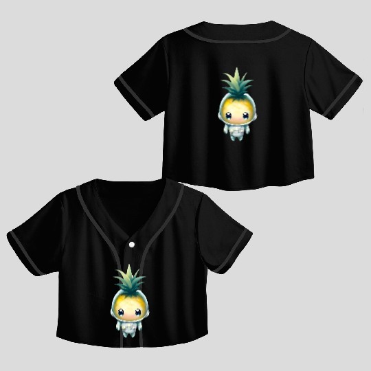 Kawaii astronauts pineapple Crop Top Baseball Jerseys