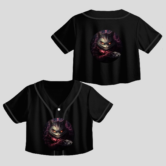 Cheshire Cat Playing Cards Crop Top Baseball Jerseys