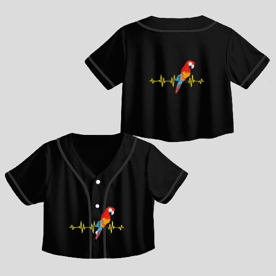 Macaw Heart Beat Parrot lover Macaws Parrots Crop Top Baseball Jerseys