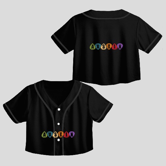 Austin Texas Music Guitar Pic Tx Crop Top Baseball Jerseys