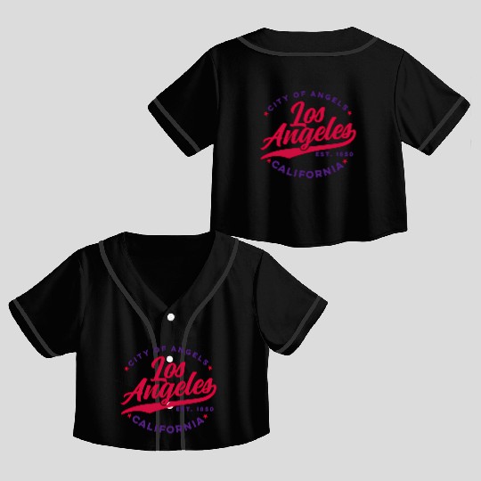 Los Angeles City Of Angels California Red Text Crop Top Baseball Jerseys