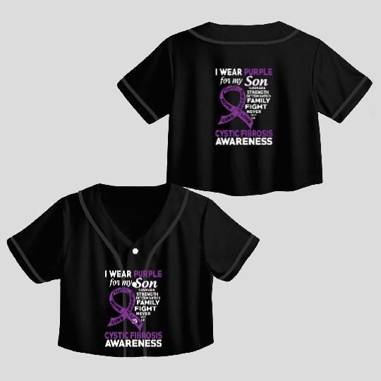 I Wear Purple For My Son Cystic Fibrosis Awareness Crop Top Baseball Jerseys