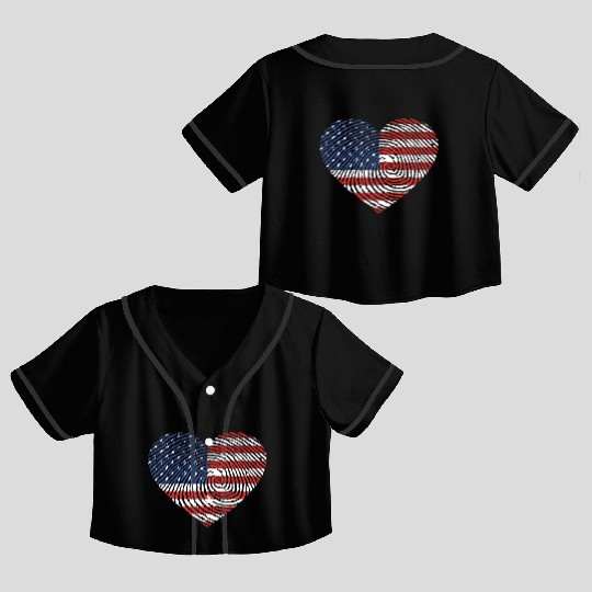 4th Of July I Love America Crop Top Baseball Jerseys