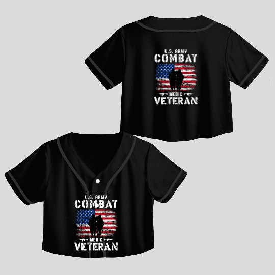 US Army Combat Medic Veteran Crop Top Baseball Jerseys