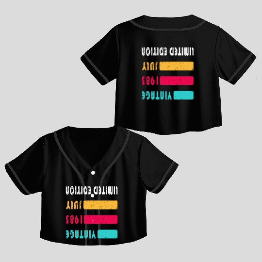 July 1983 Anniversary July 1983 July Crop Top Baseball Jerseys