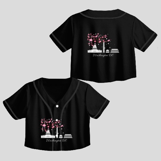 Washington Dc Monuments Memorials Cherry Blossoms Crop Top Baseball Jerseys