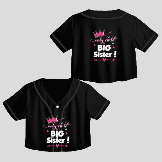 Only Child to Big Sister 2023 Sibling New Baby Crop Top Baseball Jerseys