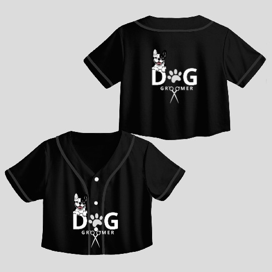 Dog Groomer Crop Top Baseball Jerseys Dog Grooming Outfit