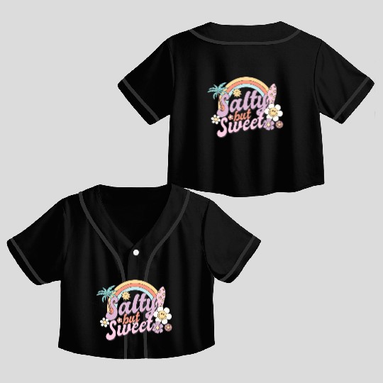 Salty but Sweet, Summer, Retro, Crop Top Baseball Jerseys