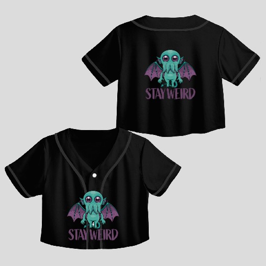 Stay Weird Cute Cthulhu Monster Crop Top Baseball Jerseys