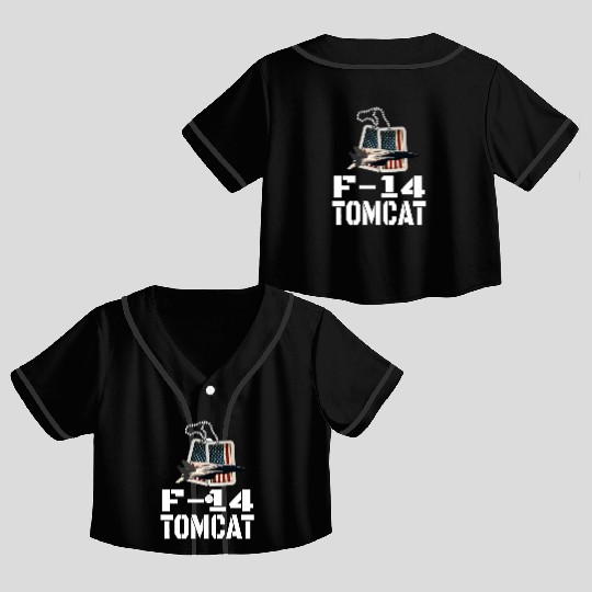 F 14 Tomcat US Flag Crop Top Baseball Jerseys