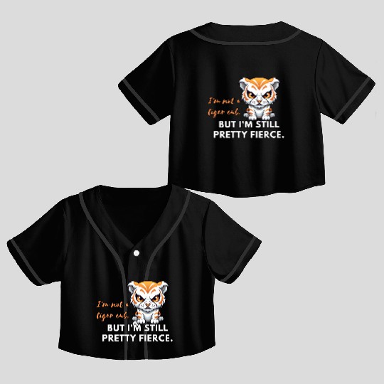Animals: Angry Tiger cub Crop Top Baseball Jerseys