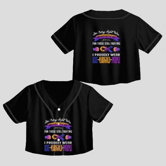 I Proudly Wear Blue Marigold Purple Bladder Cancer Crop Top Baseball Jerseys