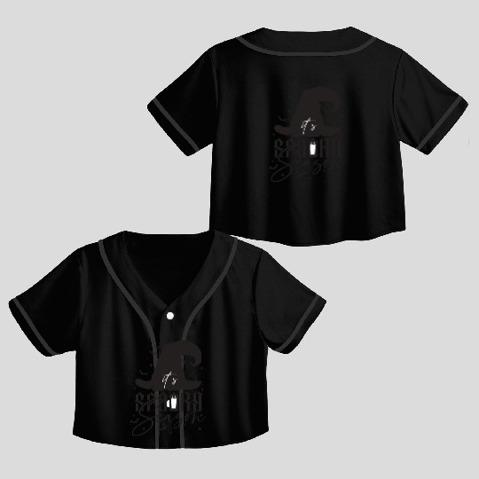 It s Spooky Season Black Crop Top Baseball Jerseys