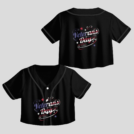 Us Flag Colored Logo For Veterans Day Crop Top Baseball Jerseys