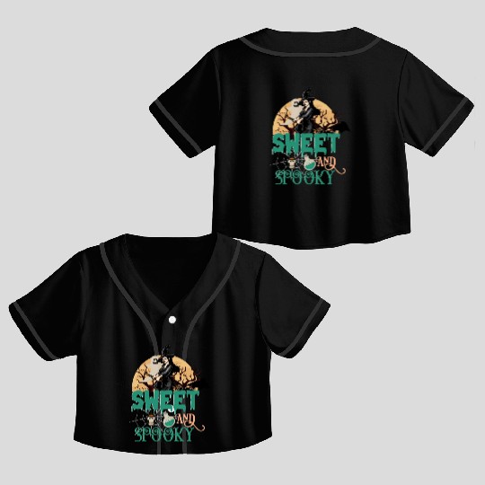 Halloween Sweet And Spooky Witch Bat Crop Top Baseball Jerseys