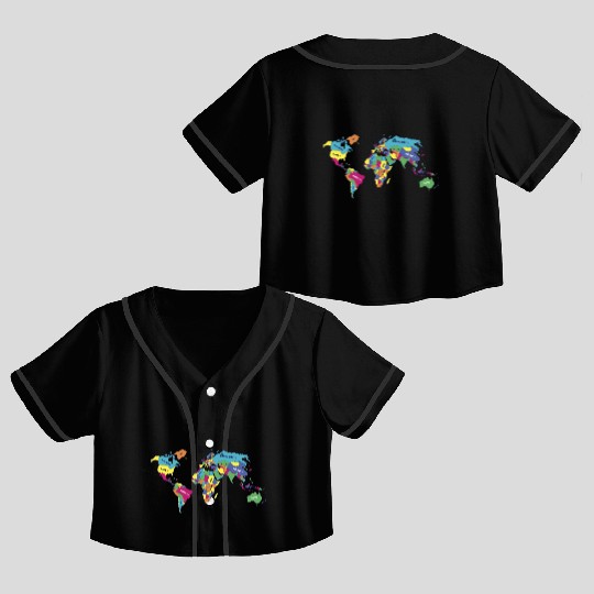 Lgbt Pride Month Lgbtq World Map Crop Top Baseball Jerseys