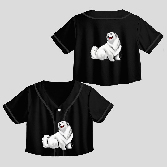 Dog Great Pyrenees White Crop Top Baseball Jerseys