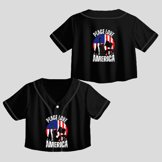 "Peace Love America Labor Day Crop Top Baseball Jerseys - Celebrate