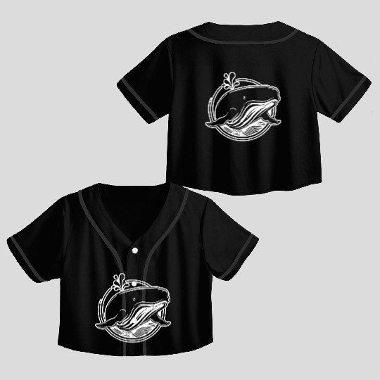 Whale Ocean Marine Crop Top Baseball Jerseys