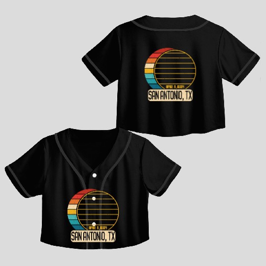 Total Solar Eclipse Texas San Antonio EclipseSan A Crop Top Baseball Jerseys