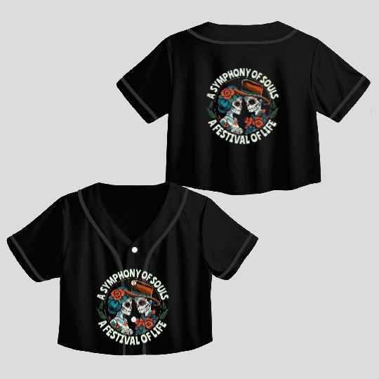 Dia De Los Muertos Sugar Skull Mexican Holiday Crop Top Baseball Jerseys