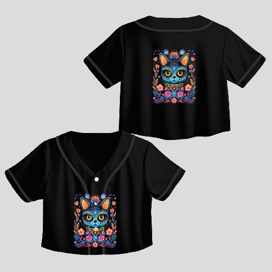 Dia De Los Muertos Sugar Skull Mexican Holiday Crop Top Baseball Jerseys
