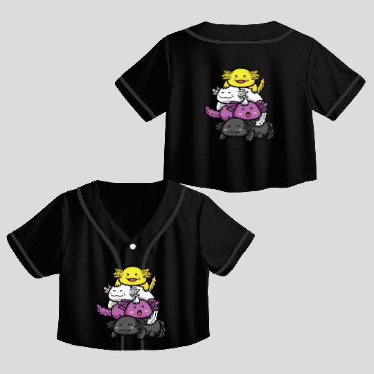 Axolotl Nonbinary Flag Kawaii Crop Top Baseball Jerseys