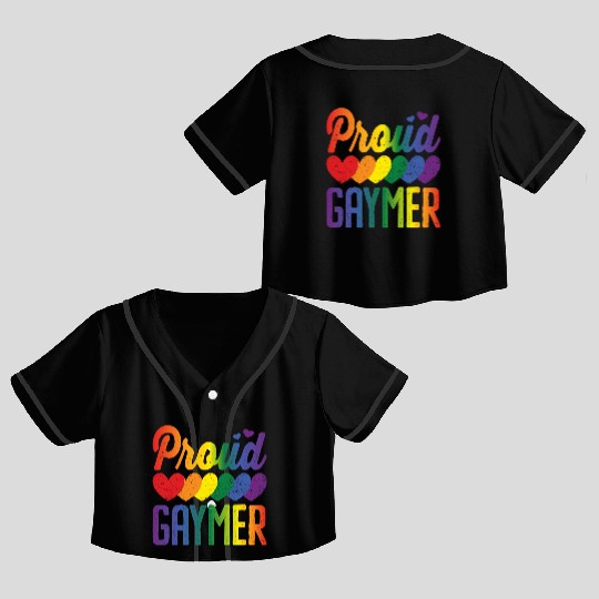 Proud Gaymer Gay Pride Lesbian Rainbow Flag Crop Top Baseball Jerseys