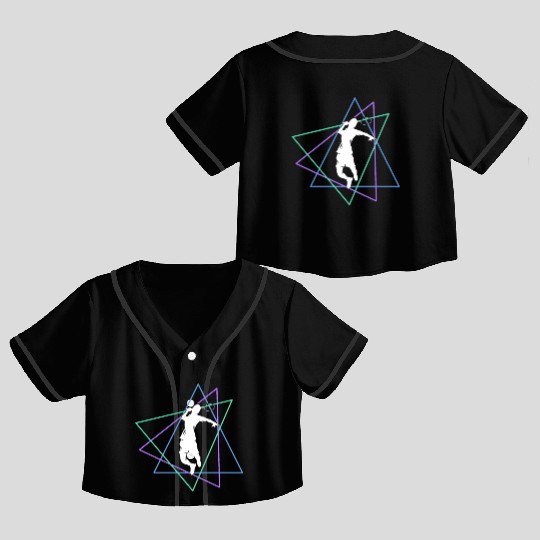 Geometric Badminton Smash Crop Top Baseball Jerseys