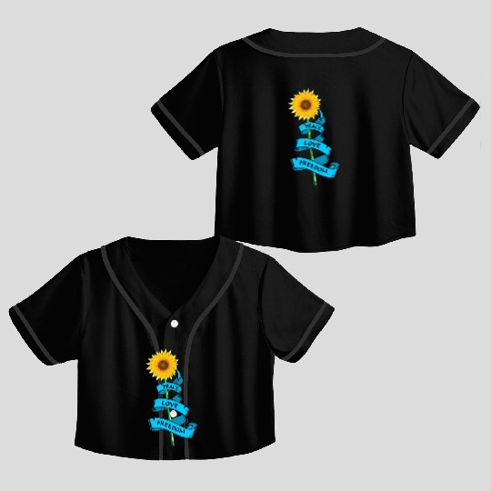 Sunflower Peace love freedom Crop Top Baseball Jerseys