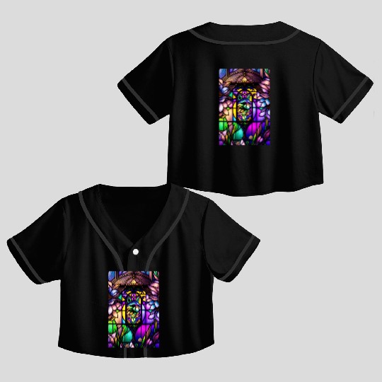 stained glass window design of an overwhelmingly b Crop Top Baseball Jerseys
