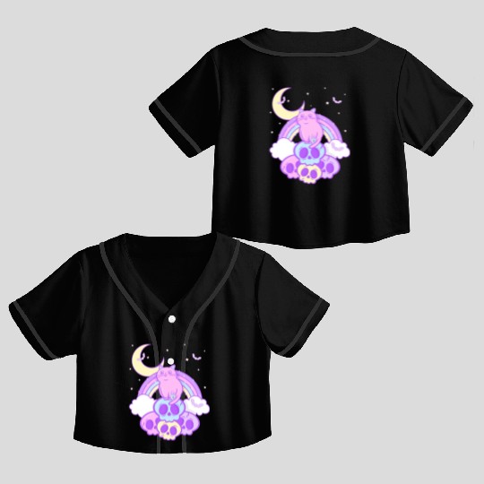 Pastel Goth Cat Skull Lover Cute Gothic Yami Crop Top Baseball Jerseys