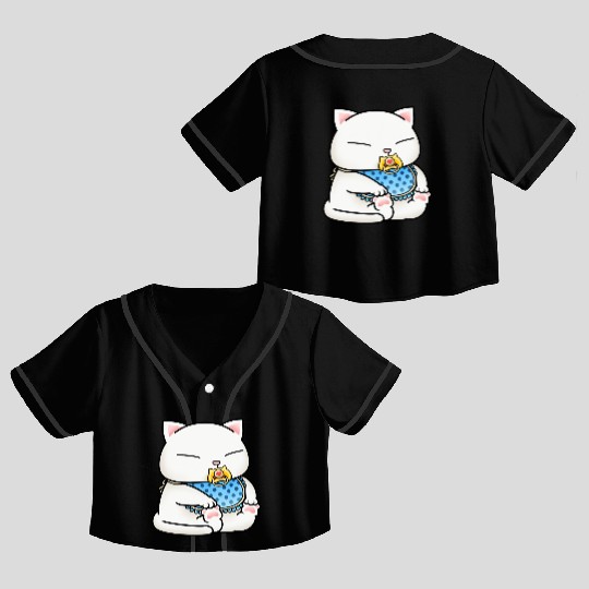 Cute White Baby Cat Crop Top Baseball Jerseys