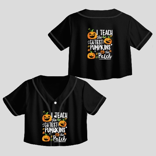 Teacher Halloween Pre K Teacher Kindergarten Crop Top Baseball Jerseys