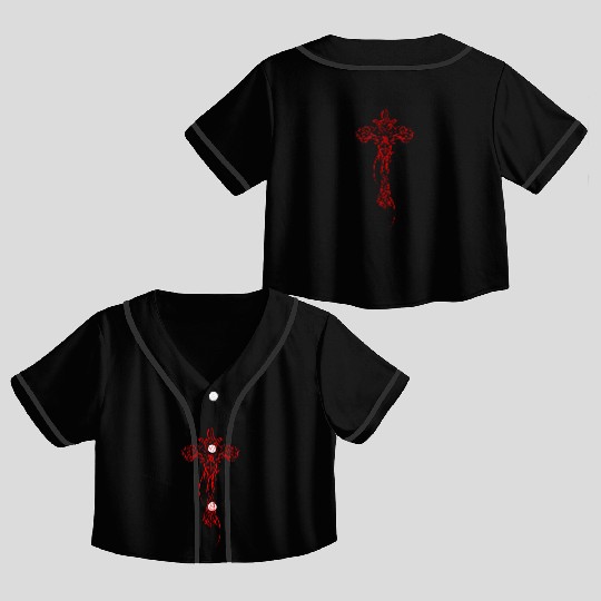 Cyber Crucifix Awesome Cybersigilism For Geometric Crop Top Baseball Jerseys