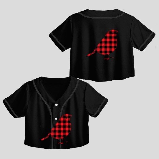 Bird Buffalo Plaid Crop Top Baseball Jerseys