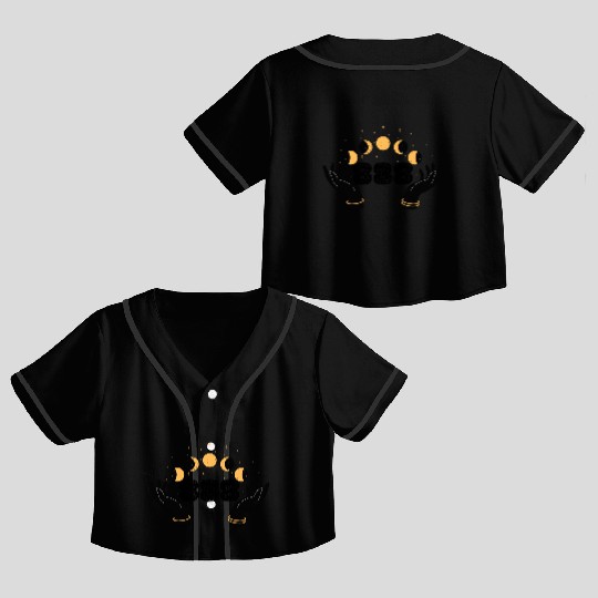 Angel Numbers 888 Moon Cycle Hands Crop Top Baseball Jerseys