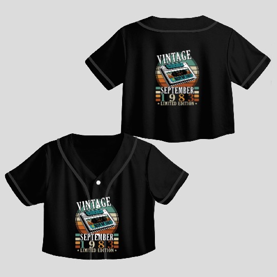 september 1983 Anniversary september 1983 septembe Crop Top Baseball Jerseys