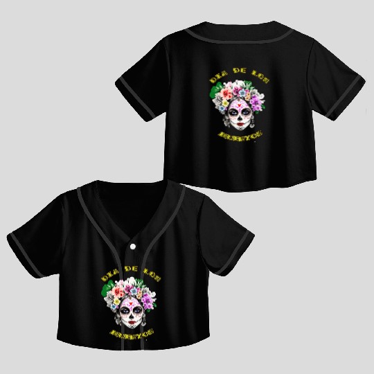 flower girl - day of the dead Crop Top Baseball Jerseys