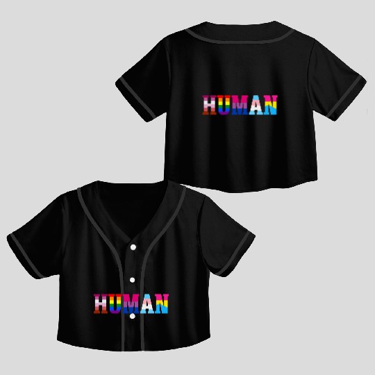 Human LGBT Flag Gay Pride Month Transgender Crop Top Baseball Jerseys