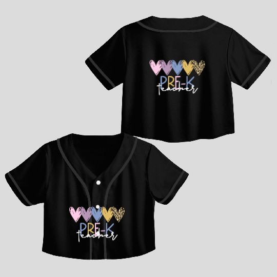 Pre-K Teacher Back To School Pre-K Teacher Crop Top Baseball Jerseys