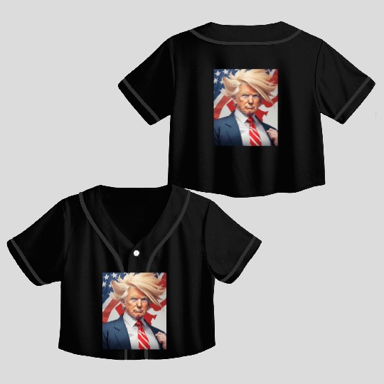 Political Trump 2024 American Flag Crop Top Baseball Jerseys