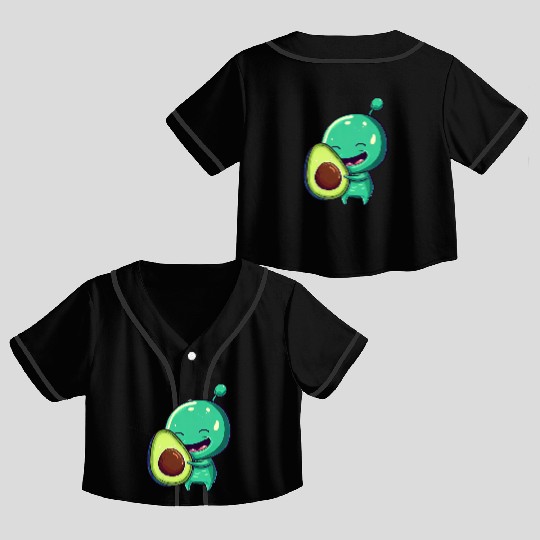 Green Alien Avocado: Exotic Fusion Crop Top Baseball Jerseys