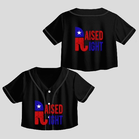 Raised Right Proud Republican Elephant Logo Usa Crop Top Baseball Jerseys