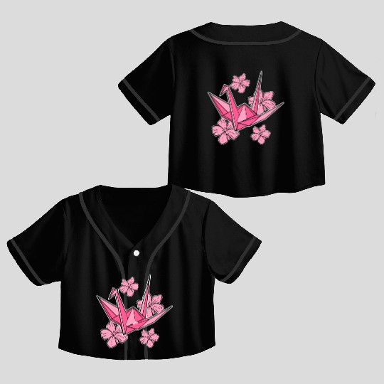 Sakura Origami Artisan Crop Top Baseball Jerseys